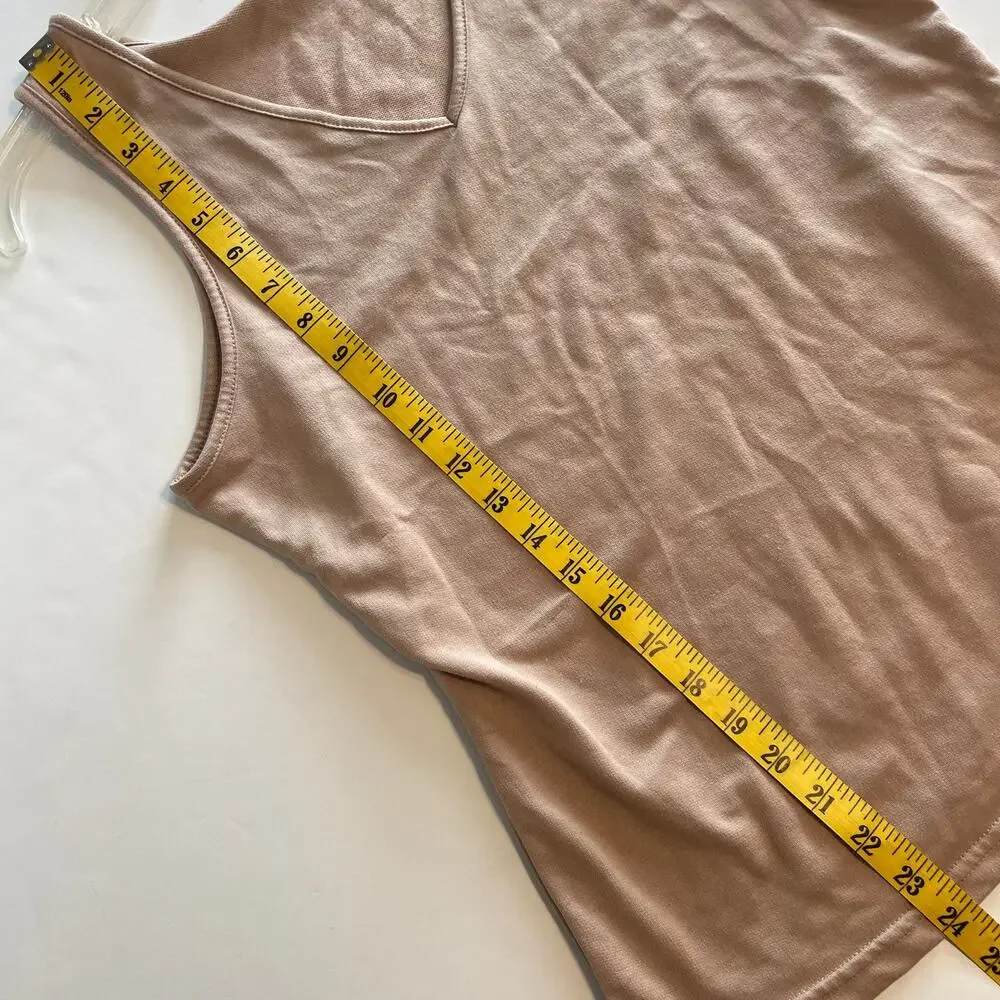 NYDJ French Terry Lounge Tank Womens Small/Medium Tan V-Neck Neutral Shell